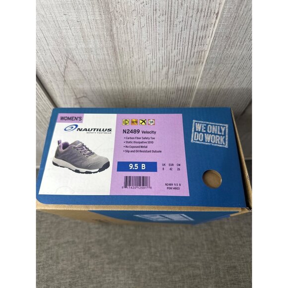 Nautilus Womens Size 9.5 B Gray & Lavender Athletic Work Shoes With Safety Toe - Picture 9 of 9
